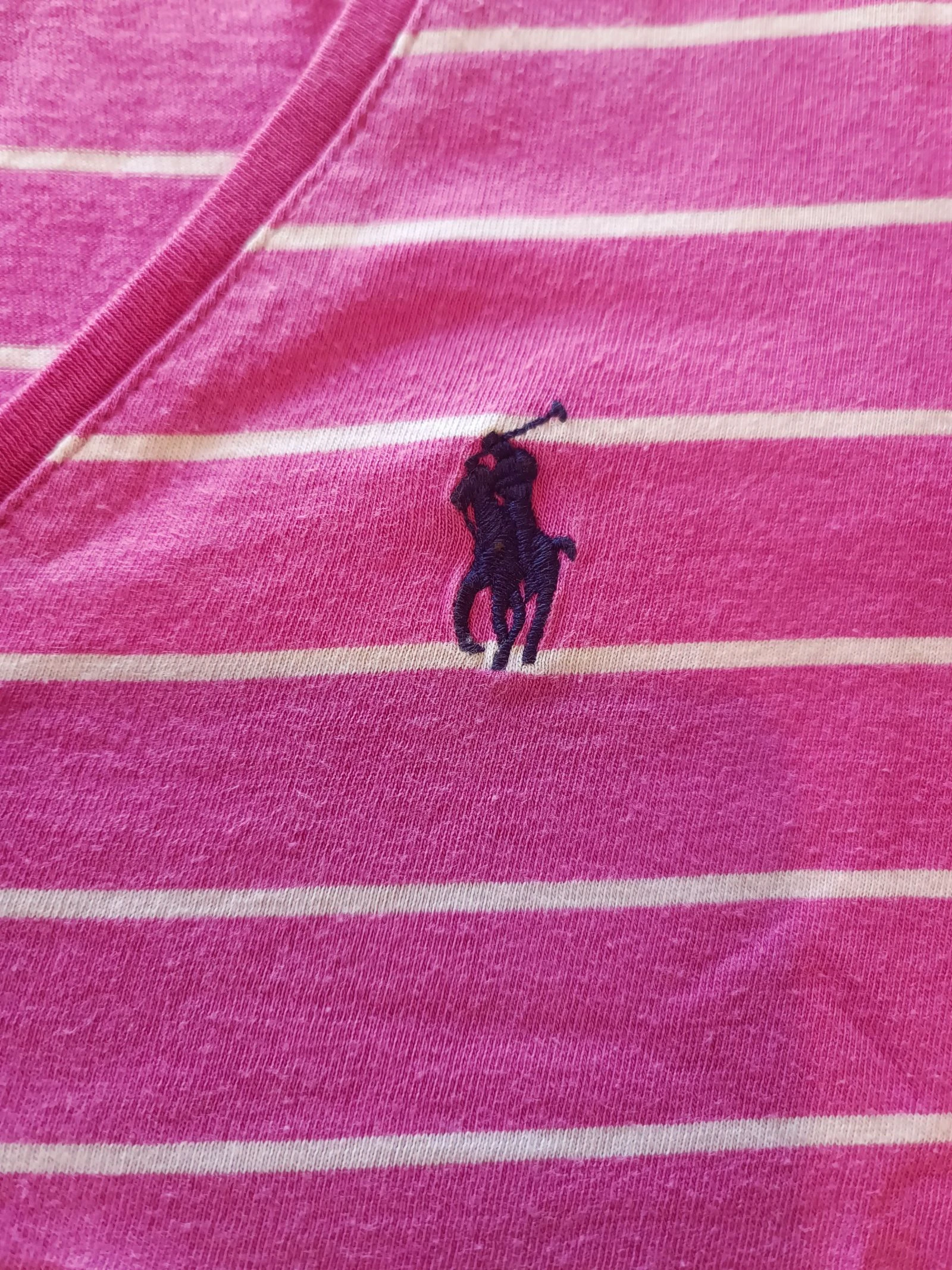 Women's Ralph Lauren high-top T-shirt size S in very good condition, fuchsia and white striped sailor color – photo 4